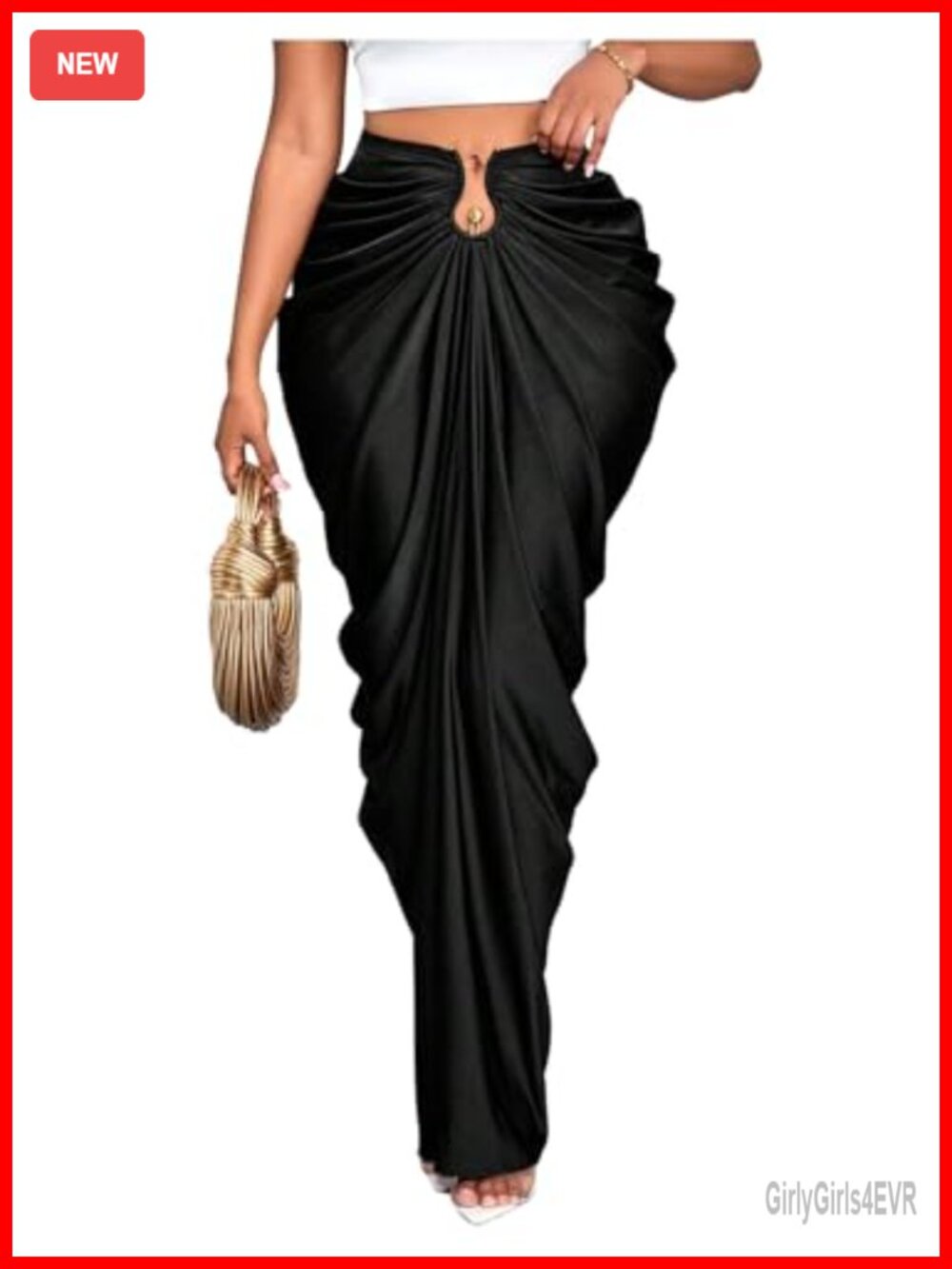 Women's Fishtail Maxi Skirt Ruched High Waisted Bodycon Evening